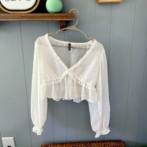 White sheer long sleeve